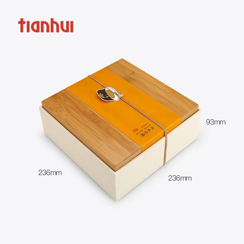 Tianhui Bamboo Lid Paperboard Gift Box Packaging Tea Box for Craft Cookies