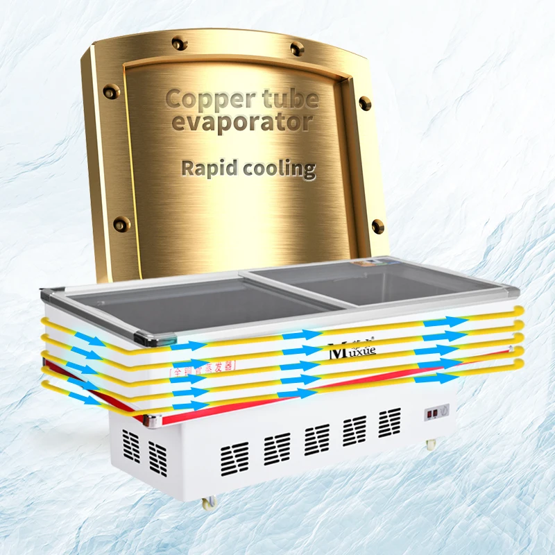MUXUE supermarket display meat showcase chest freezer sliding glass door sea food freezer for market