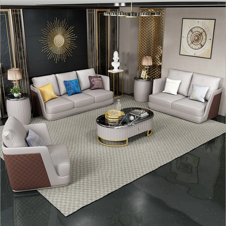 Light Luxury simple style cloth art sofa set combination corner leather sofas