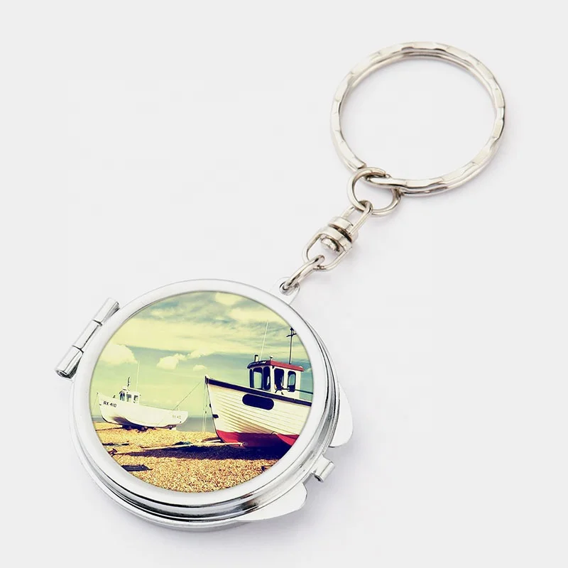 Metal Ladies Gift Sublimation Double-sided Blank Portable Mirror Keychain