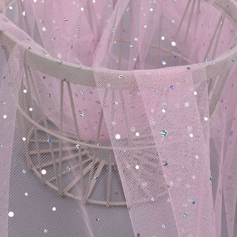 baby pink tulle stamping mesh fabric sequin tulle fabric sequin fabric for princess skirt