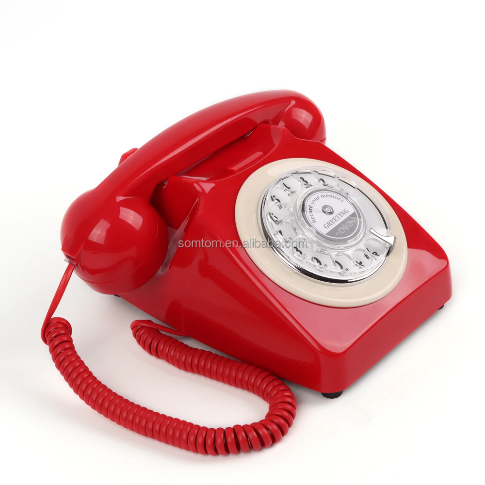 New Style Black White Pink Red Beige Yellow Color Message Recording Retro Phone Audio Guest Book Telephone for Wedding