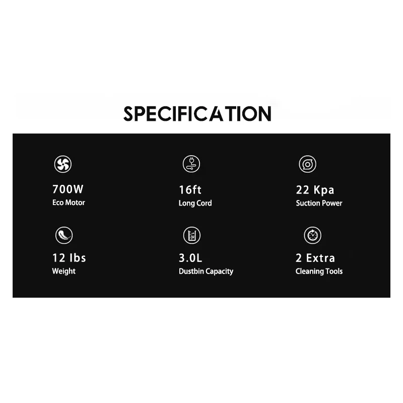 Factory Manufacture Various 700W High Efficiency Motor 22Kpa Powerful Suction Multi Cyclone Bagless Canister Vacuum Cleaner