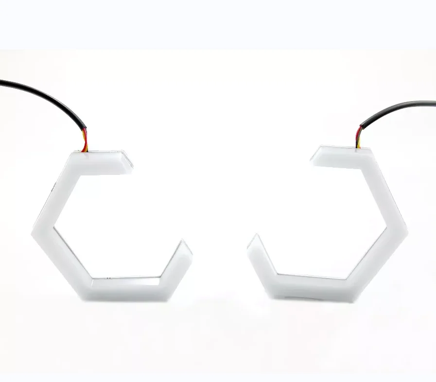 Dual color LED Hex Halo Rings Angel Eyes Switchback Headlight DRL Retrofit 70 80 86 90mm