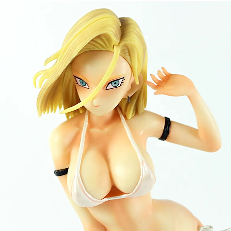 28CM Yellow hair Swimsuit Dragon-Ball Z Limited Lazuli Android 18 PVC Figure Model Toys DBZ Figurine Brinquedos Gift