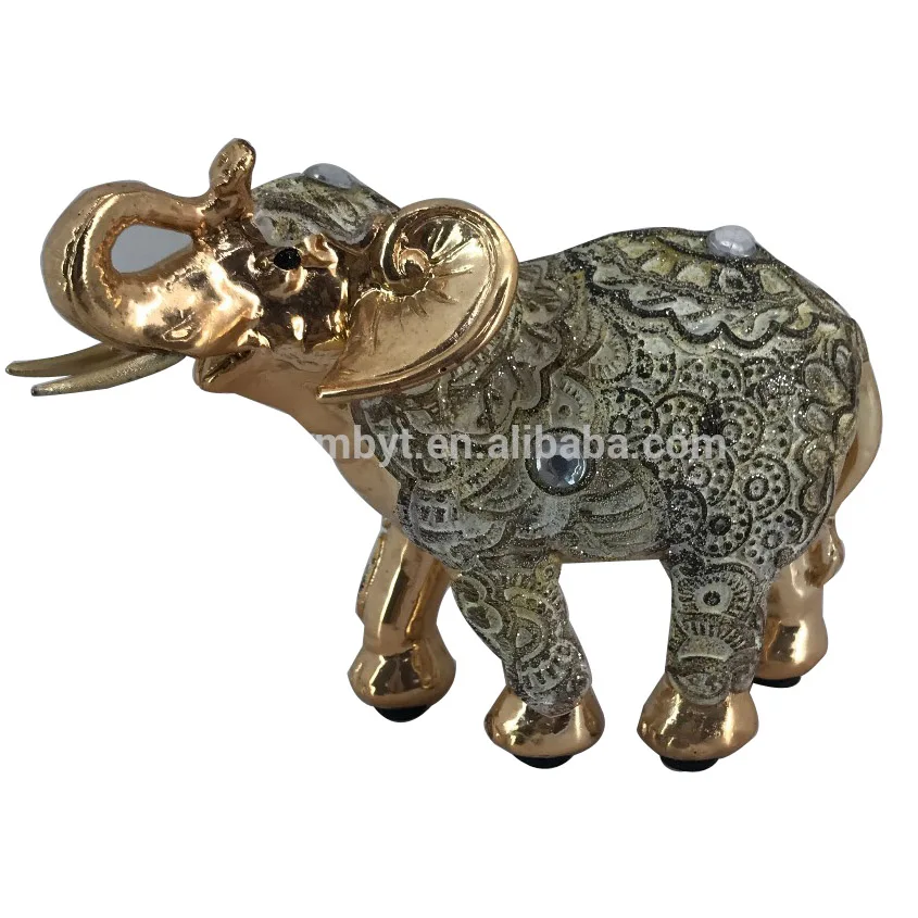 Wholesale Large Resin Elephant Statues Gold Indian Elephant Figurines For Decoration