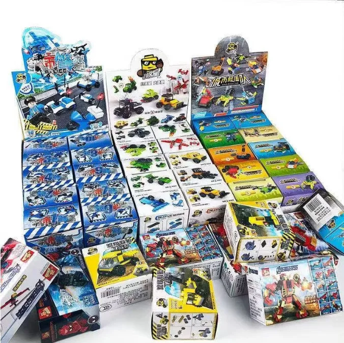 Promotional Building Block Car Toy Fire trucks Military Car Model Mini Construction Puzzle Sets Building Block Blind box Kids