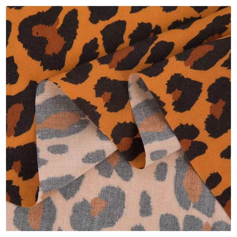 Custom bamboo rayon Reactive Leopard Printed Floral Printed Fabric for Women Pants