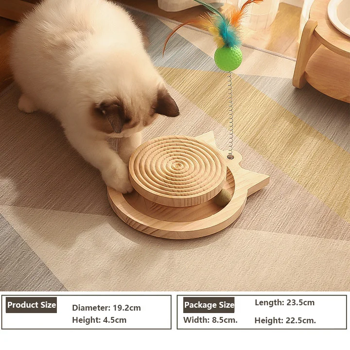 
Cat Climbing Frame Solid wood cat turntablecat scratching post Self-hi combination set turntable distraction Cat toy 