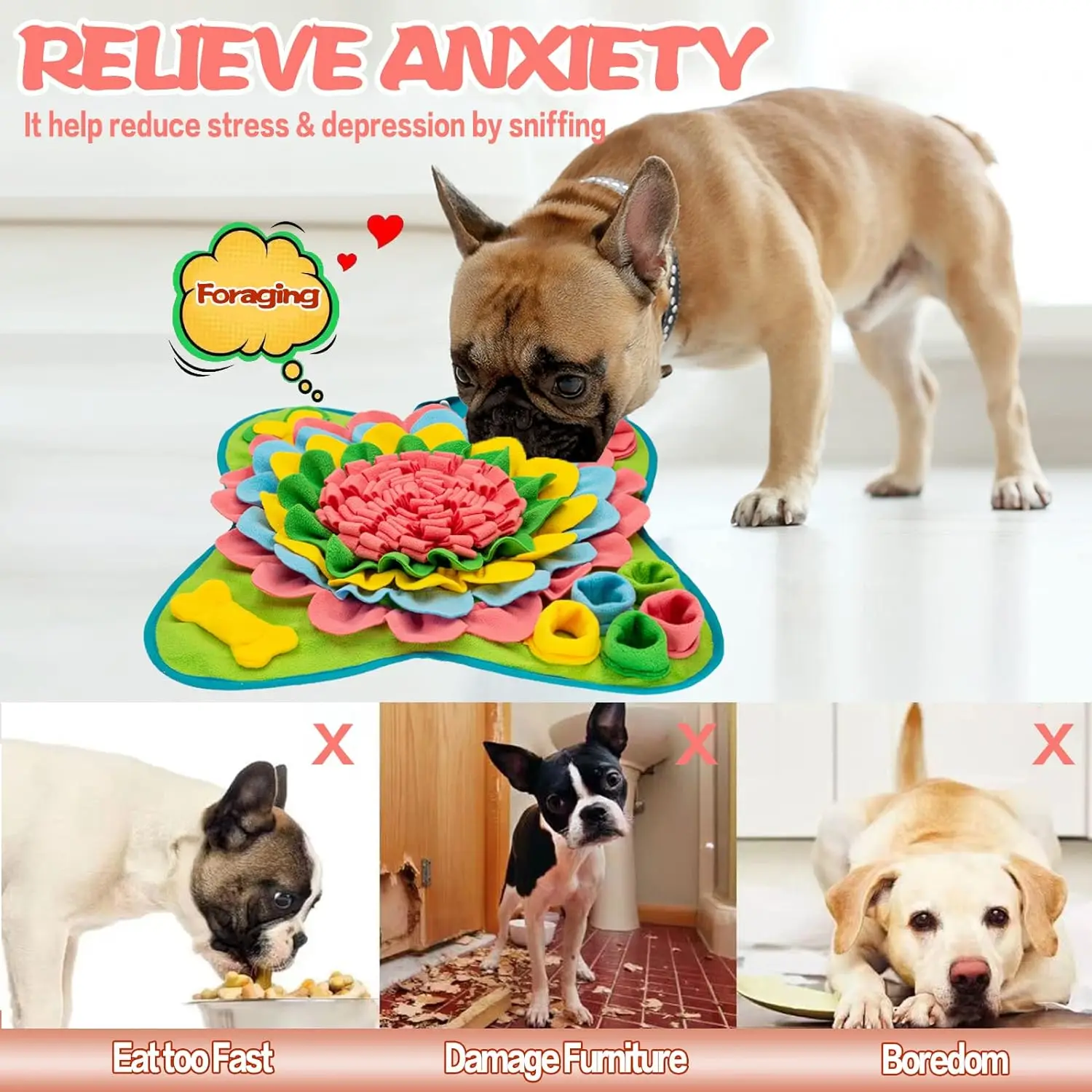 Pet Dog Snuffle Mat for Large Dogs Pet Feeding cat Sniffing Mat Nosework Training Interactive Puzzle Toys Snuffle Mat for Dogs