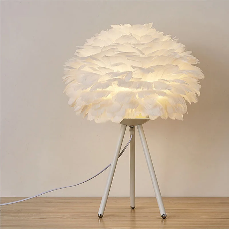 Home Decor Living Room Bedroom Chandelier Lamp Modern Natural Ostrich Led Floor Lamp