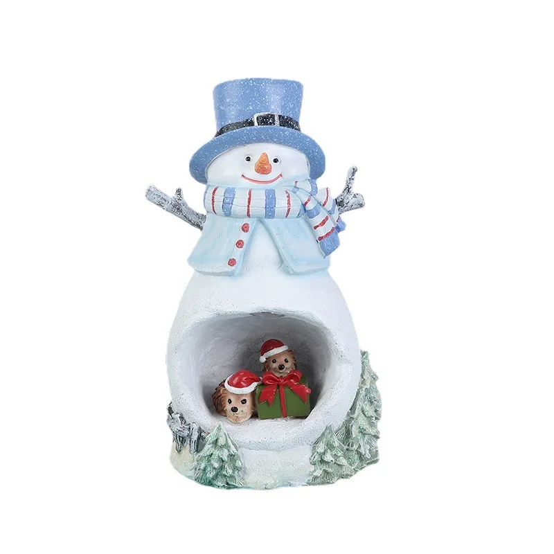 Christmas decoration supplies luminous cute Christmas snowman resin ornaments Christmas gifts child bedside night light