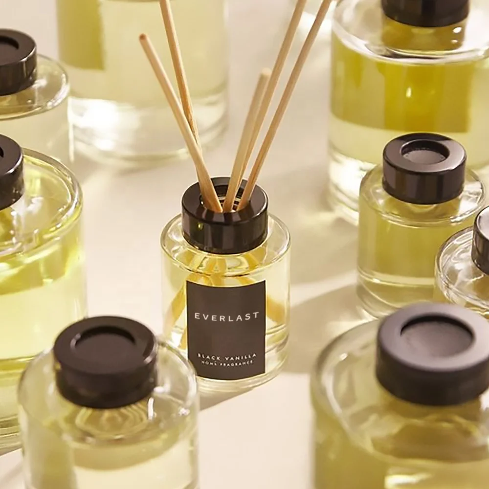 Luxury Glass Reed Diffuser Bottle 100ml 150ml 200ml 500ml round Shape Empty Clear with Custom Logo for Gift Packaging