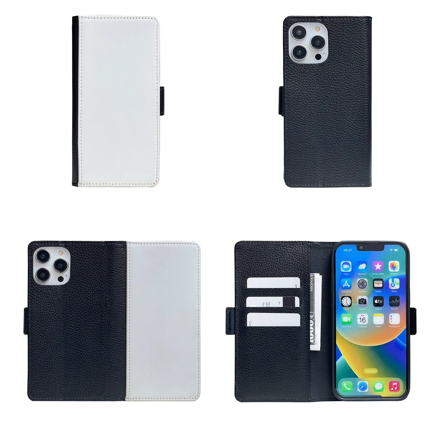 PU Leather Sublimation Phone Wallet Cases Custom Print Blanks Case for 15