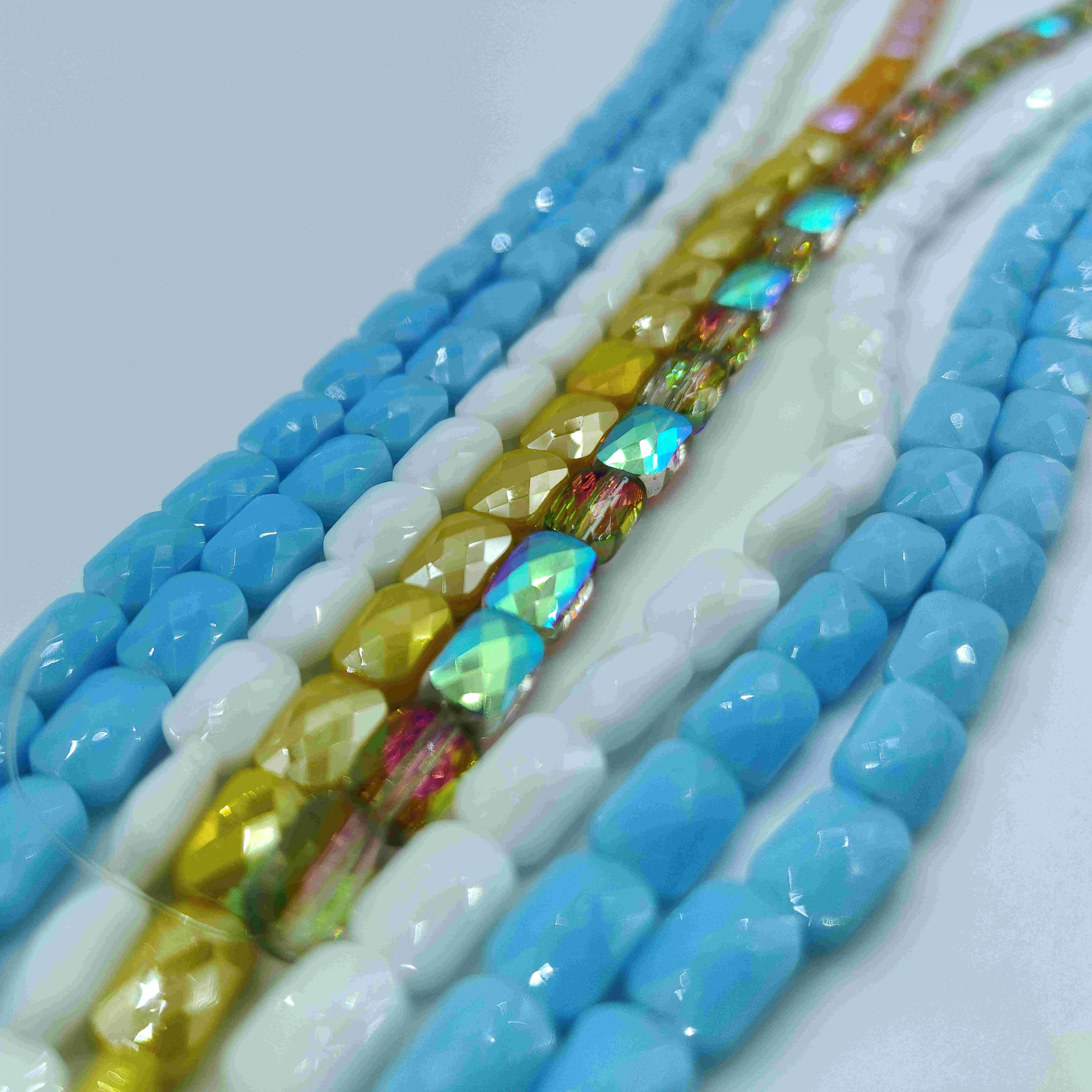 2023 New Arrival 6x9mm Fancy Colors Square Faceted Crystal Glass Beads For Jewelry Making Bracelet Loose Beads Glass Beads