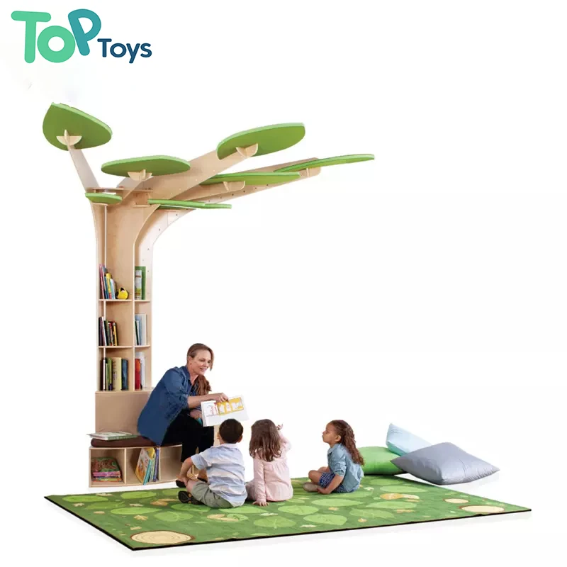 TOP Children Library Home Furniture Acoustic Learning Tree Bookshelf For Childcare Daycare Shelves Reading Corner Room