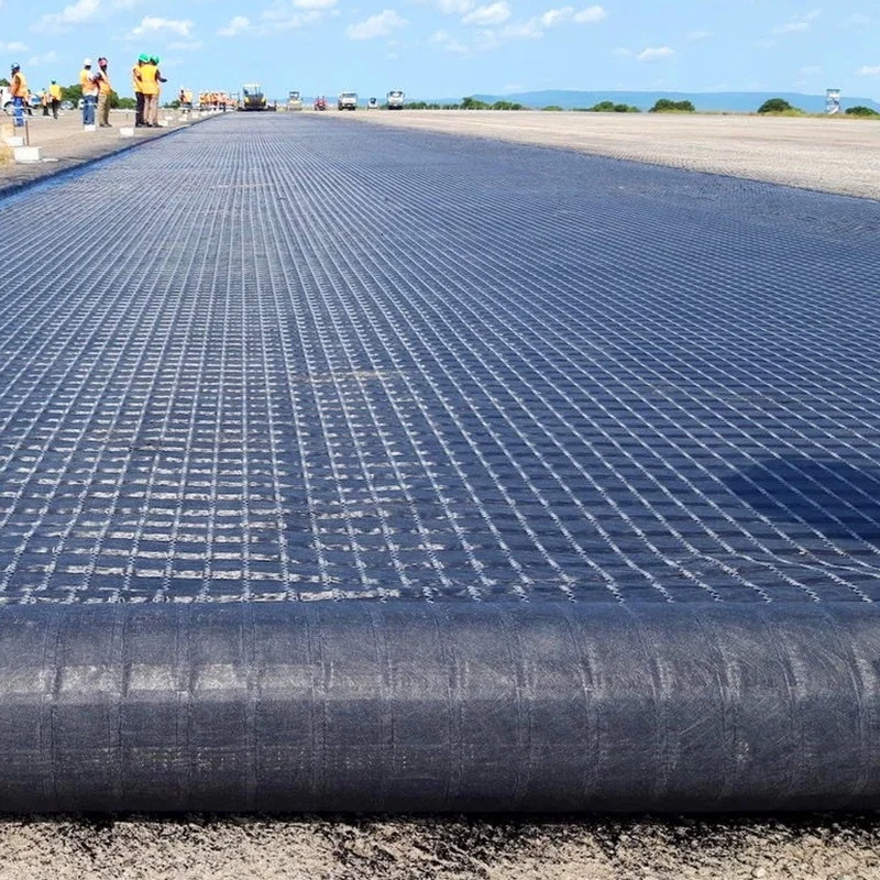 Geogrid Composite Geotextile Fiberglass Geogrid Composite with PET Nonwoven Geotextile