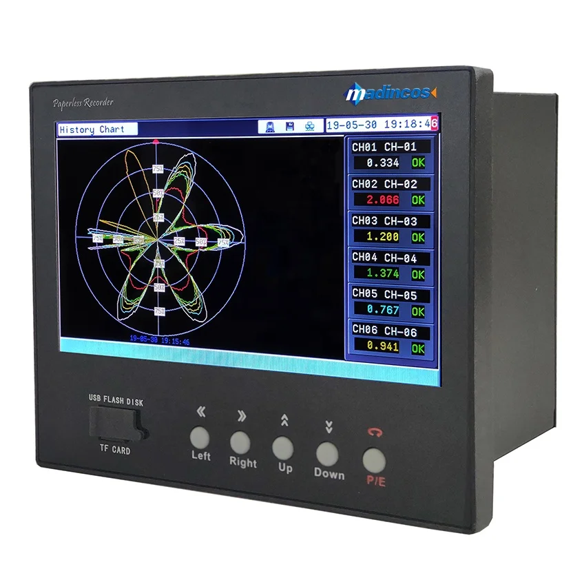 MPR5000S:Industrial Universal Digital 16/32Multi Channel Color Paperless Temperature  Chart Recorder with USB+RS485