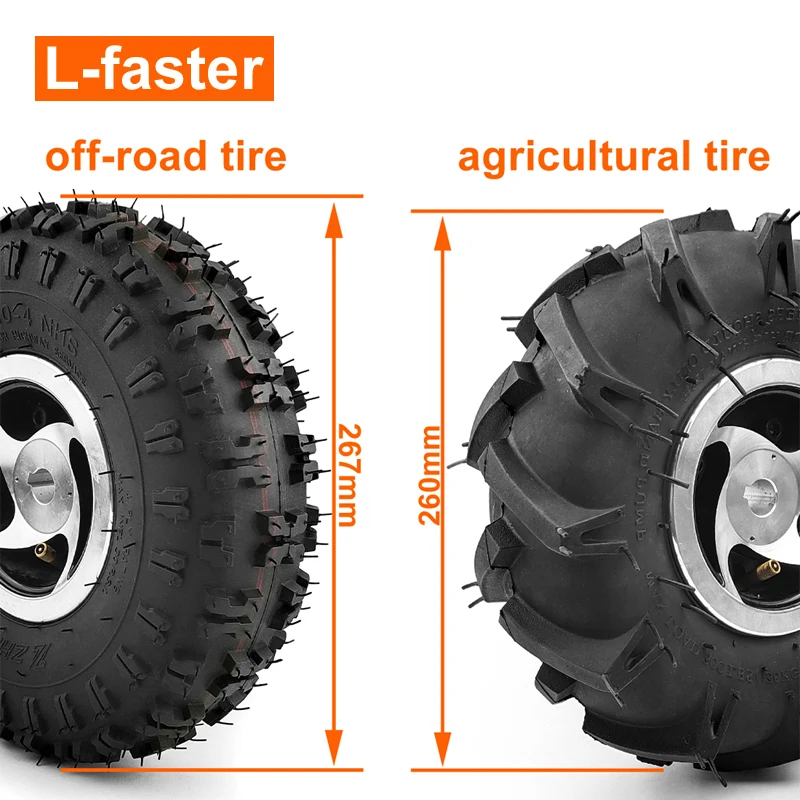 4WD 24V 1400W Electric Four Drive Kit 4.10-4 Off Road Tire 10 Inch Wheel Set For DIY Electrical 4X4 Lawnmower Barrow Trolley Car