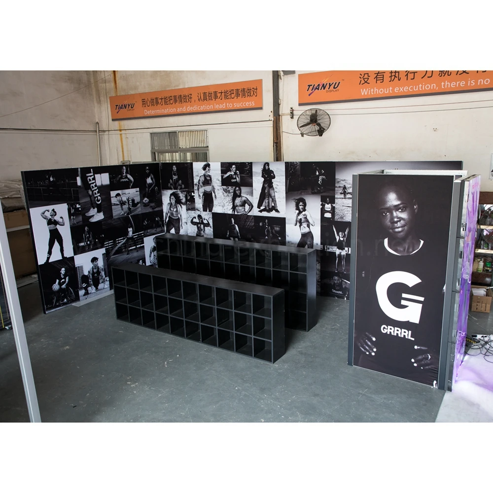 
Hot sale Show Clothes Product Customized Service For Textile Booth Fashion Exhibition Stand Design 