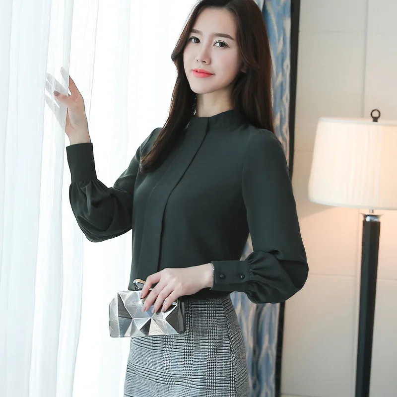 Women Blouse Shirt Long Sleeve Plus Size Clothing Red Office Lady Chiffon feminine tops blusas