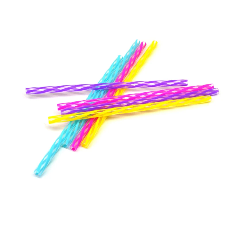 Hard plastic reusable straw 9 inch drinking straw striped party straws