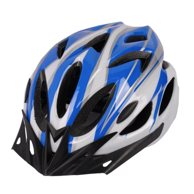 New style EPS PC adjustable head circumference breathable detachable lining one molding blue anti-impact bike helmet