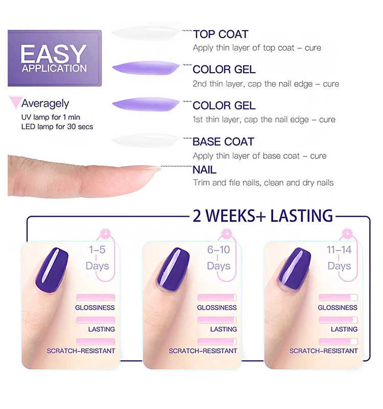 Hot Sale Factory Supplies OEM Logo Free Sample 2770 Color Gel  Wholesale Nail UV 3 Step Gel Polish