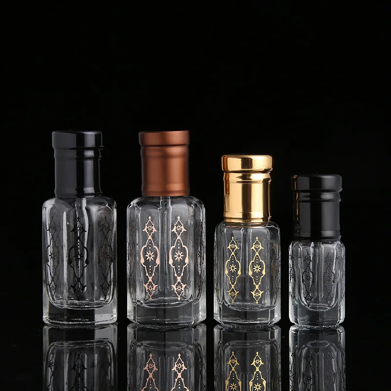 stocked 3ML  6ml 12ml colour octagon attar glass roll on ball perfume bottle / essential oil dropper bottles