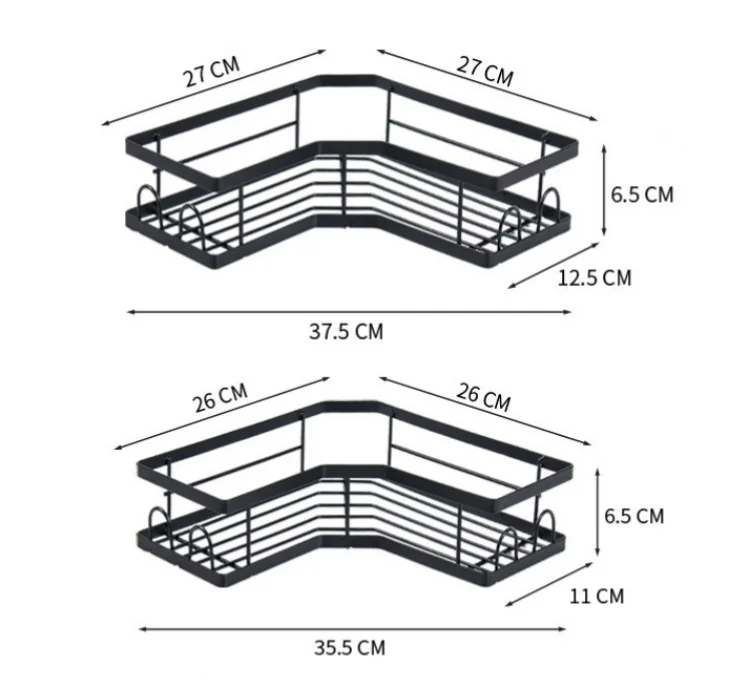 2 Pack Bathroom Corner Shelf Shower Shelves Caddy Waterproof Rustproof Wall-mounted Bathroom Accessories