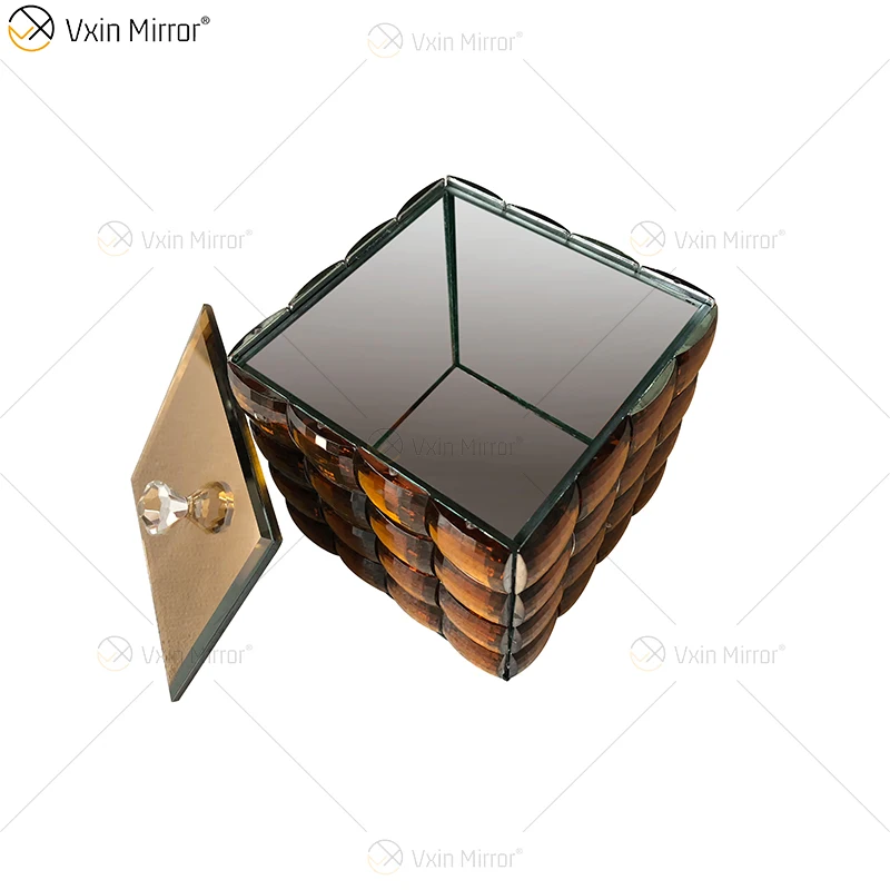 factory supply sets furniture WXML-004 two colors silver brown mirrored tray with Jewelry box wall decor