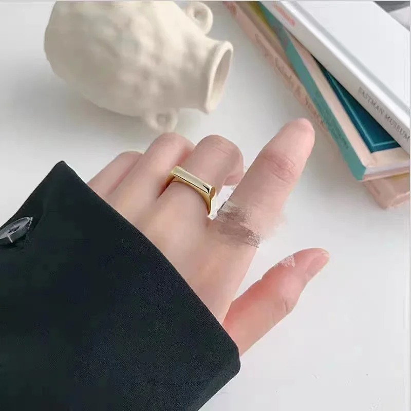 Rings Matching Zircon Brass Retro Cold Wind Simple Europe and The United States Geometric Opening All 12 18K Gold Plated Hiphop