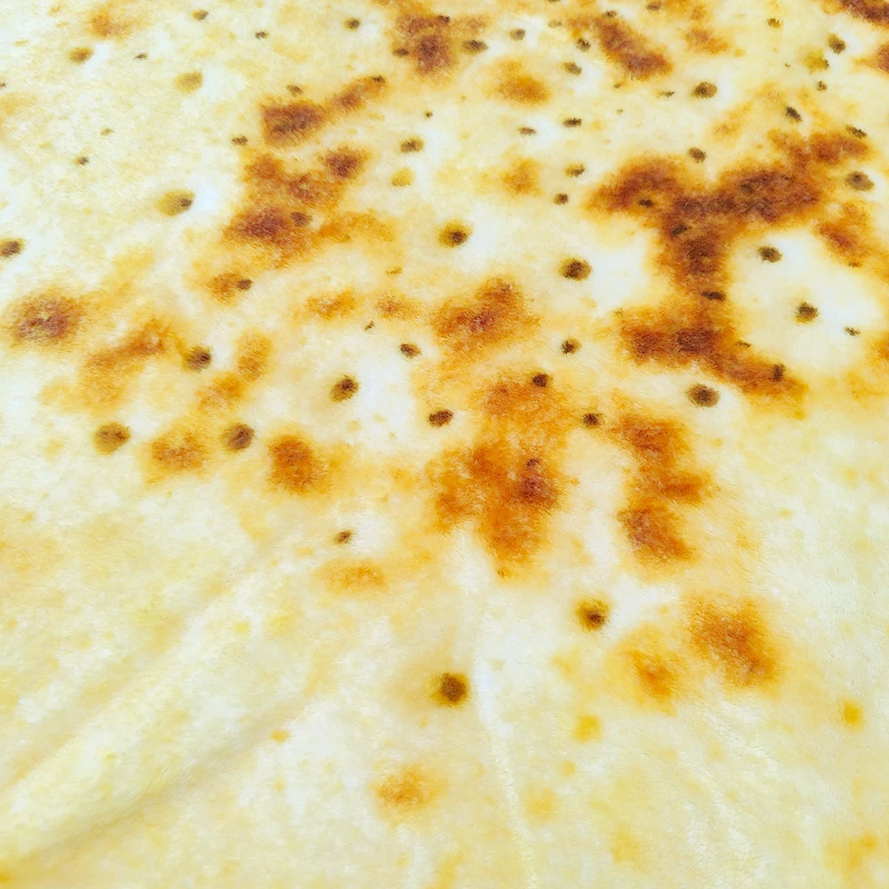 Soft and warm custom LOGO Printing Sublimation Double sides printing flannel fleece tortilla throw round buritto Pizza blanket