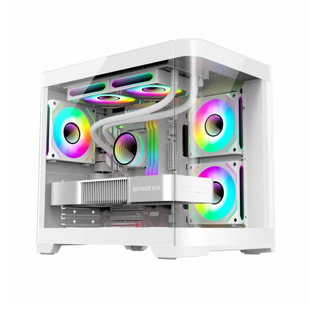 Low price of Brand new 5 card slot expansion esport gaming computer case M-ATX panoramic sea view room chassis