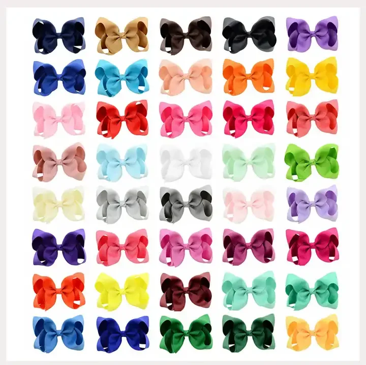 Kids hair accessories fashion 40colors 3inch ribbon bows party hair clips bow fabric hair clip for toddler girls