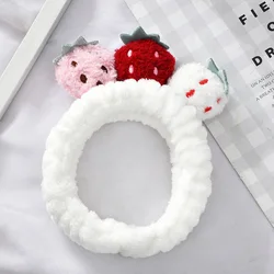 Cheap Wholesale Premium Facial Makeup Beauty Spa Hairband Women Soft Coral Fleece Strawberry Headband