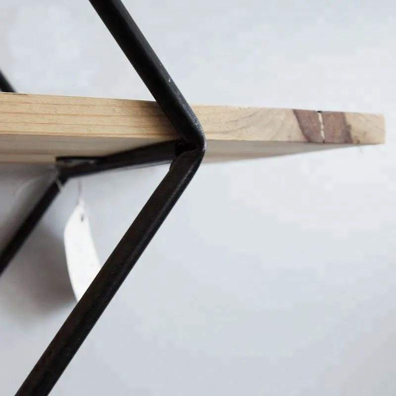 MINGCAN Large Modern Rustic Style Home Decoration Metal Frame Solid Wood Floating Wall Display Shelf