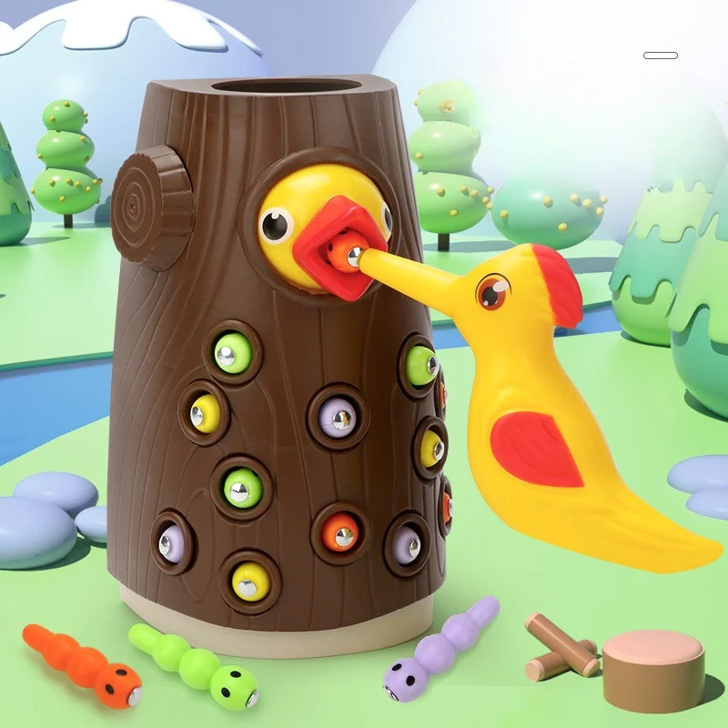 Magnetic Woodpecker Bug Hunt Game Benefits Intellectual Development Early Education Girl Children Magnetic Fishing Toy Baby