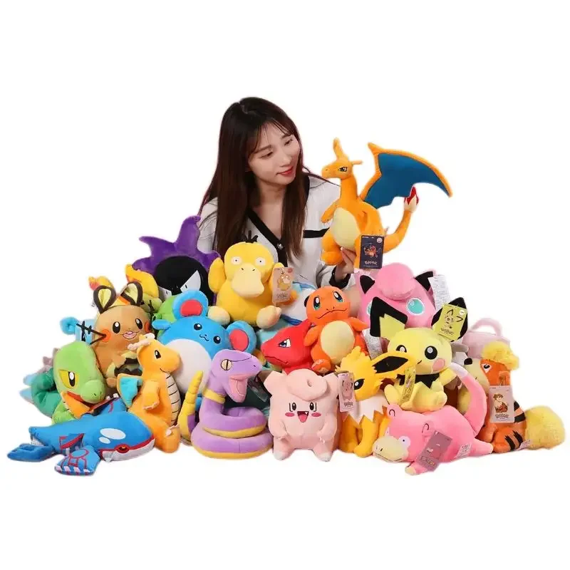 HL New Cartoon Anime Plush Dolls Pokemoned Pikachu Bulbasaur Squirtle Charmander Kawaii Plush Toys Grab Dolls For gifts