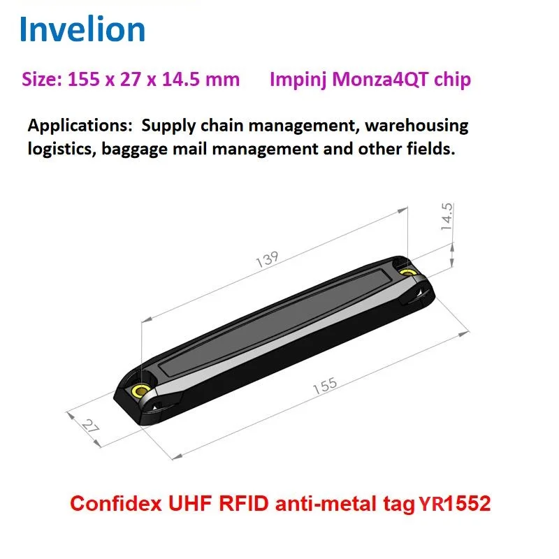 Бесплатная доставка, пассивная антиметаллическая бирка Monza4QT ABS rfid, такая же производительность, как и confidex rfid uhf, анти-metal soft m