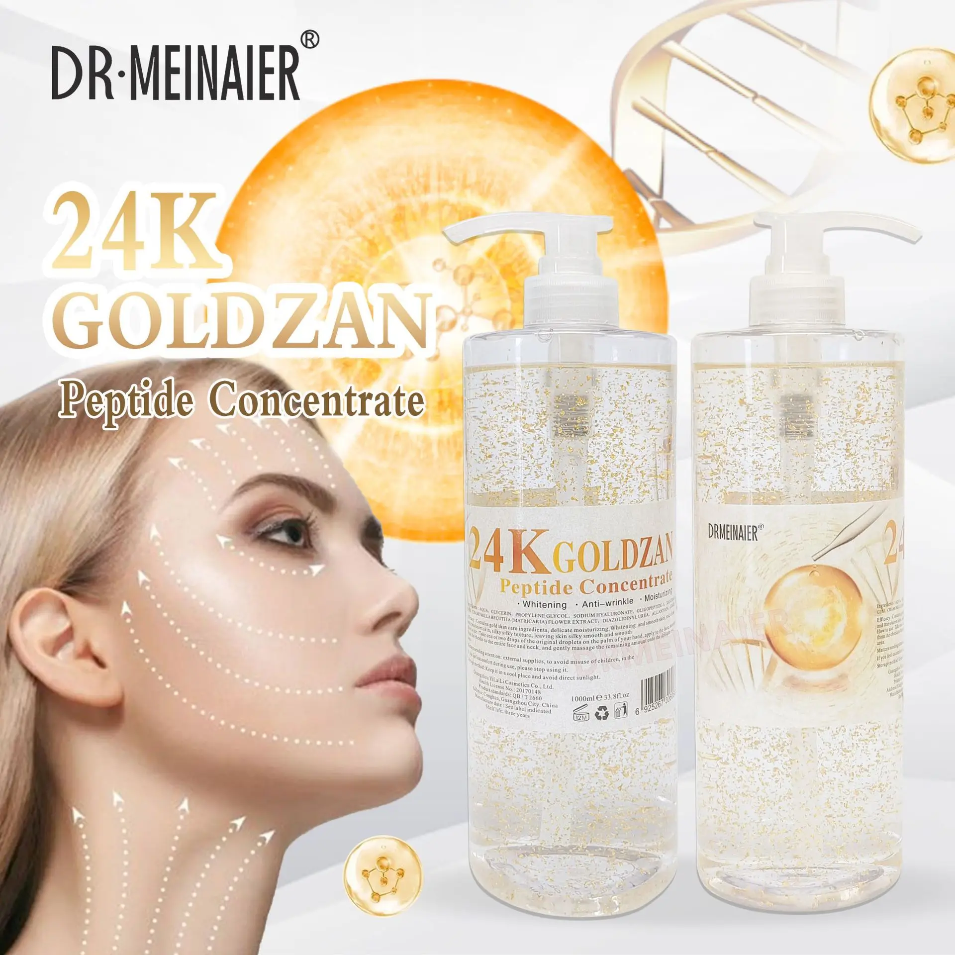High Quality Natural 24k Gold Hexapeptide Concentrate Brightening And Firming Serum Moisturizing Gold Leaf Bulk Wholesale