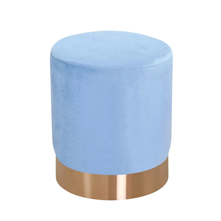 Modern Living Room Furniture Fabric Gold Side Velvet Ottoman Stool with Storage