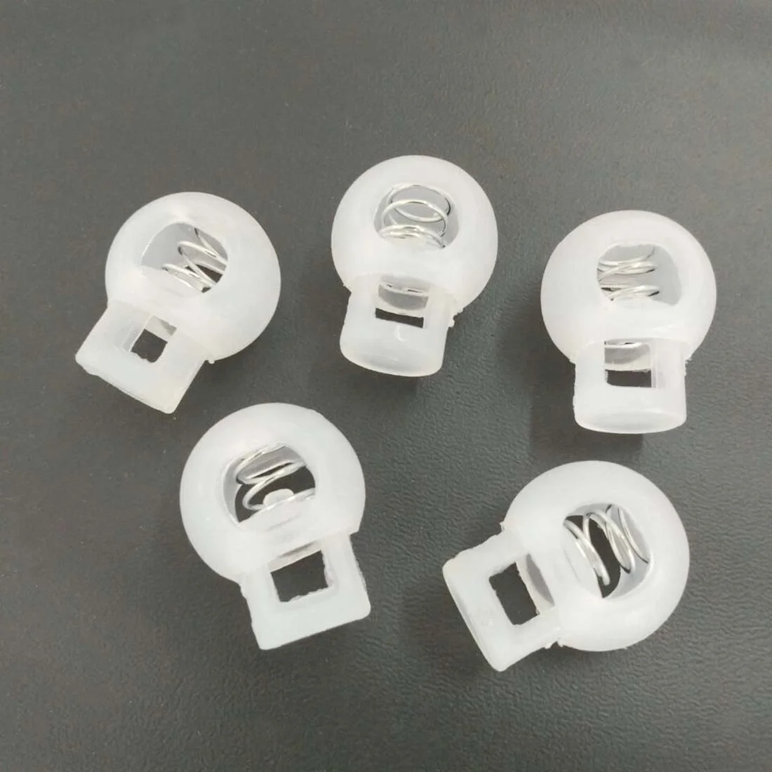 
Transparent plastic round ball cord lock end toggles spring clip stoppers for 6-7mm bungee shock cord 