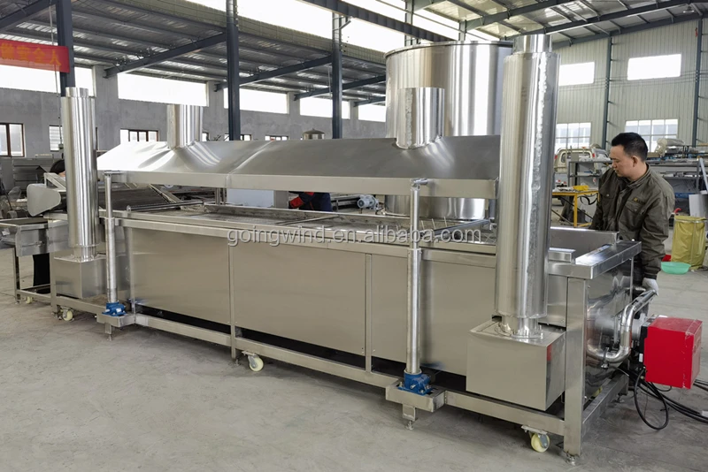 Automatic continuous belt frying machine auto industrial conveyor fryer line electric gas fry equipment cheap price for sale