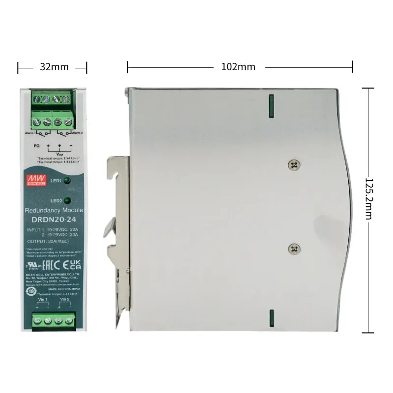 Switching power supply DRDN20-12/24/48V 20A rail mounted DIN power redundancy control module