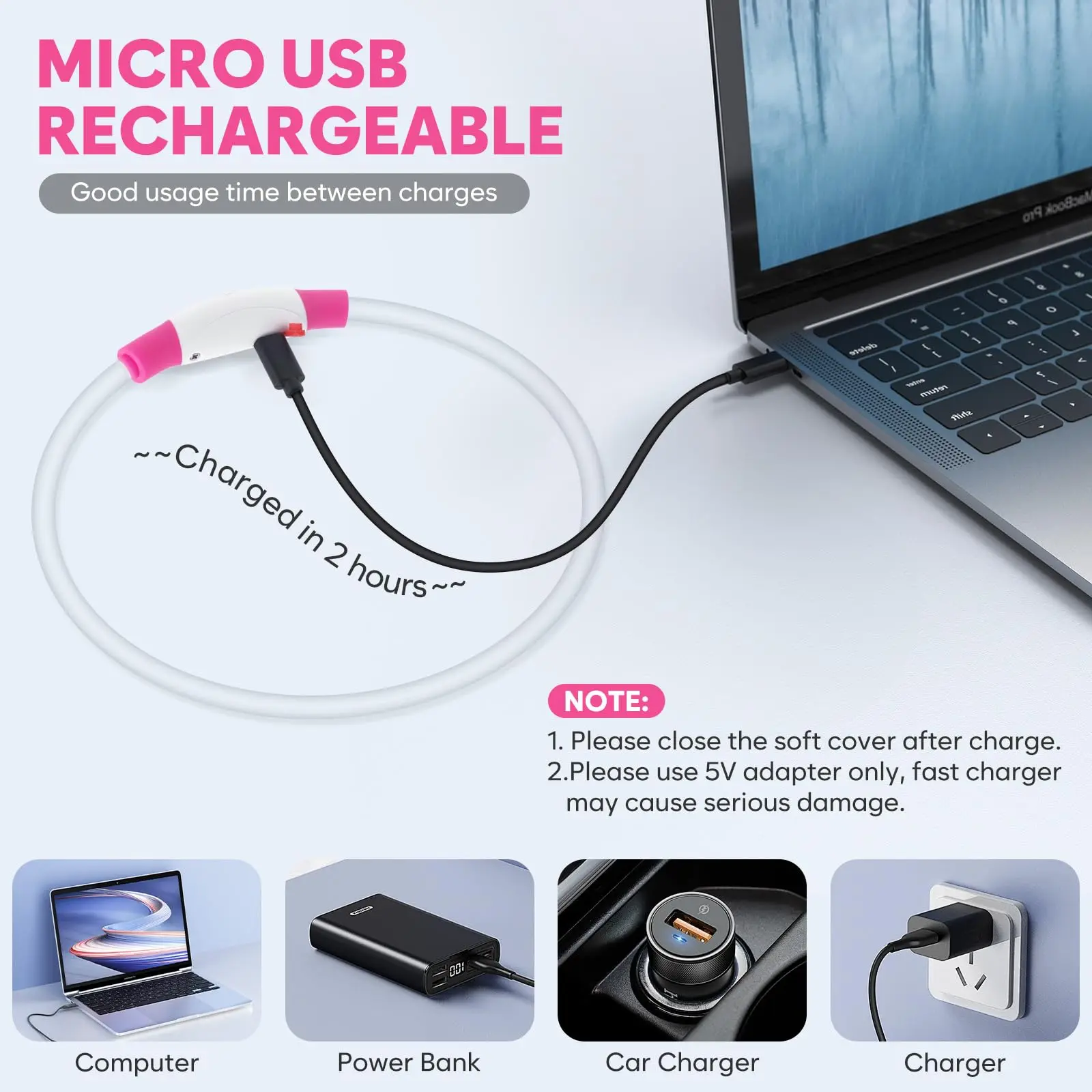 Light Up Orange Pink Luminous Light Smart Big Manufacturer Neck Silicone Reflective Waterproof Custom Pet Led Dog Collar