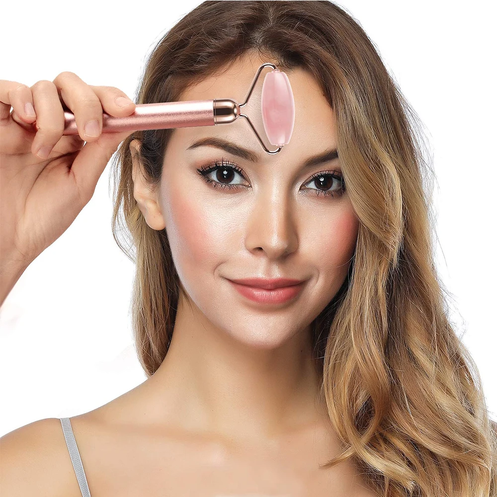 5-In-1 Electric Face Massager Set 3D V Lifting Roller + Rose Quartz Facial Massager Roller