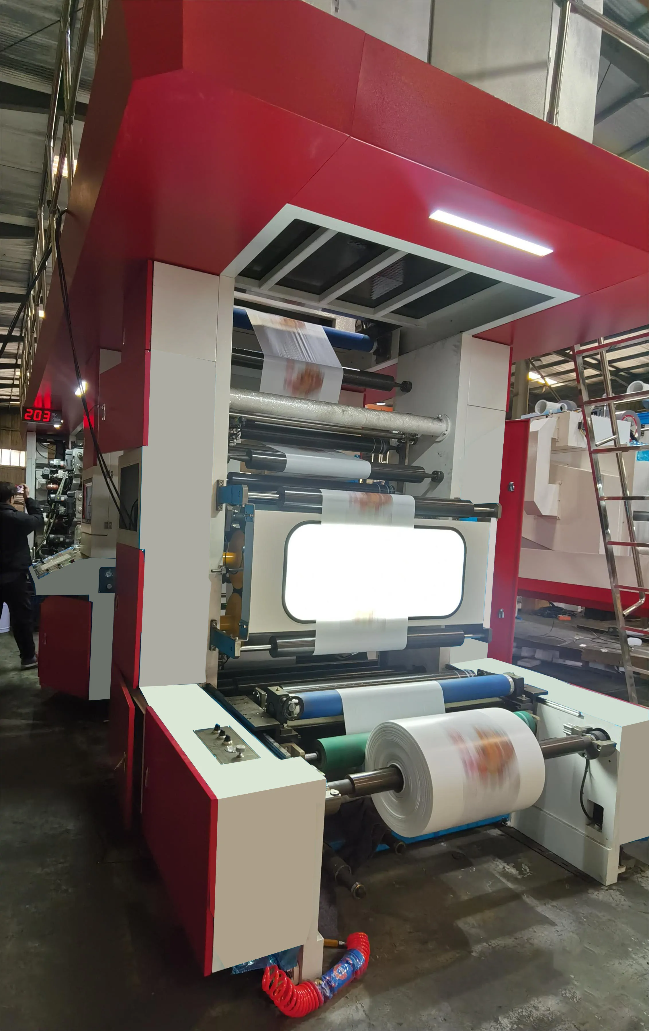 central drum 8 color flexo printing machine Pe / PP / OPP / BOPP /PVC / PET print machine flexo