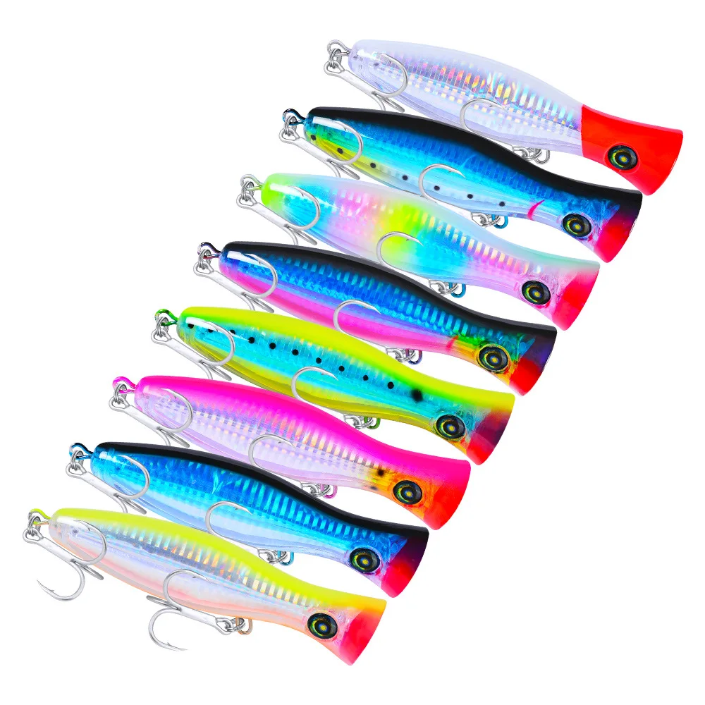 Strong Hooks 3D Fishing Lures Lipless Floating Topwater Popper Bait Fishing Lures 130mm 43g