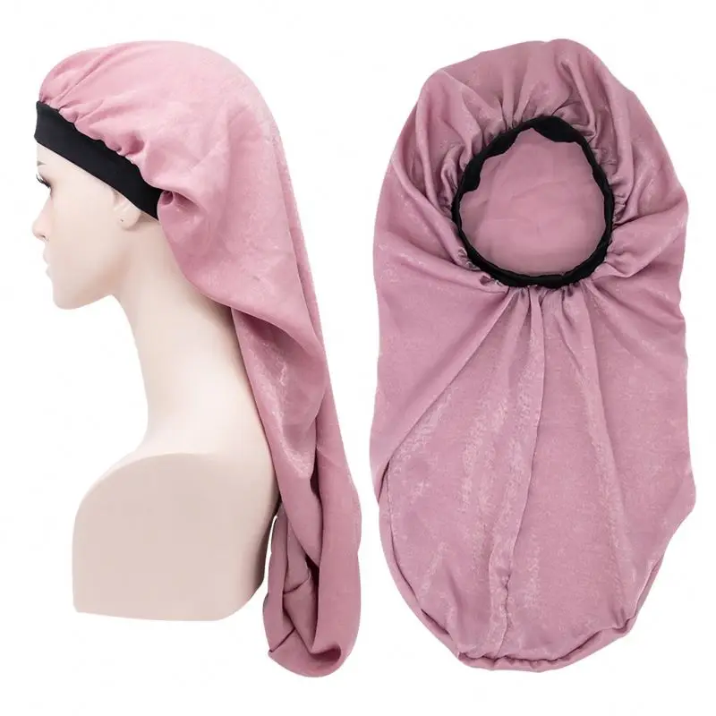 Wholesale Women Head Wrap Solid Silky Nightcap Printed Long Hair Satin Bonnets For Braids